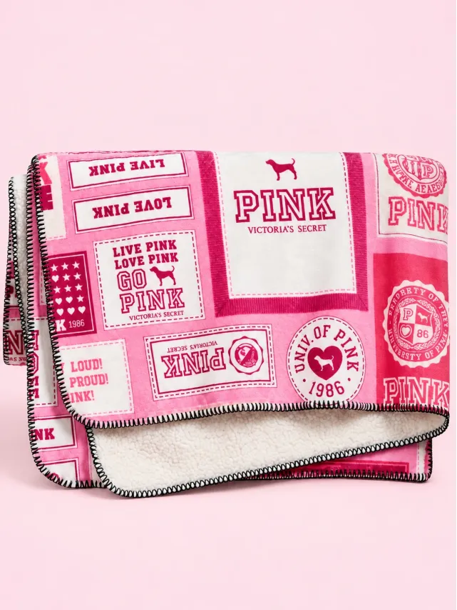 PINK Patchwork Cozy Plush Blanket
