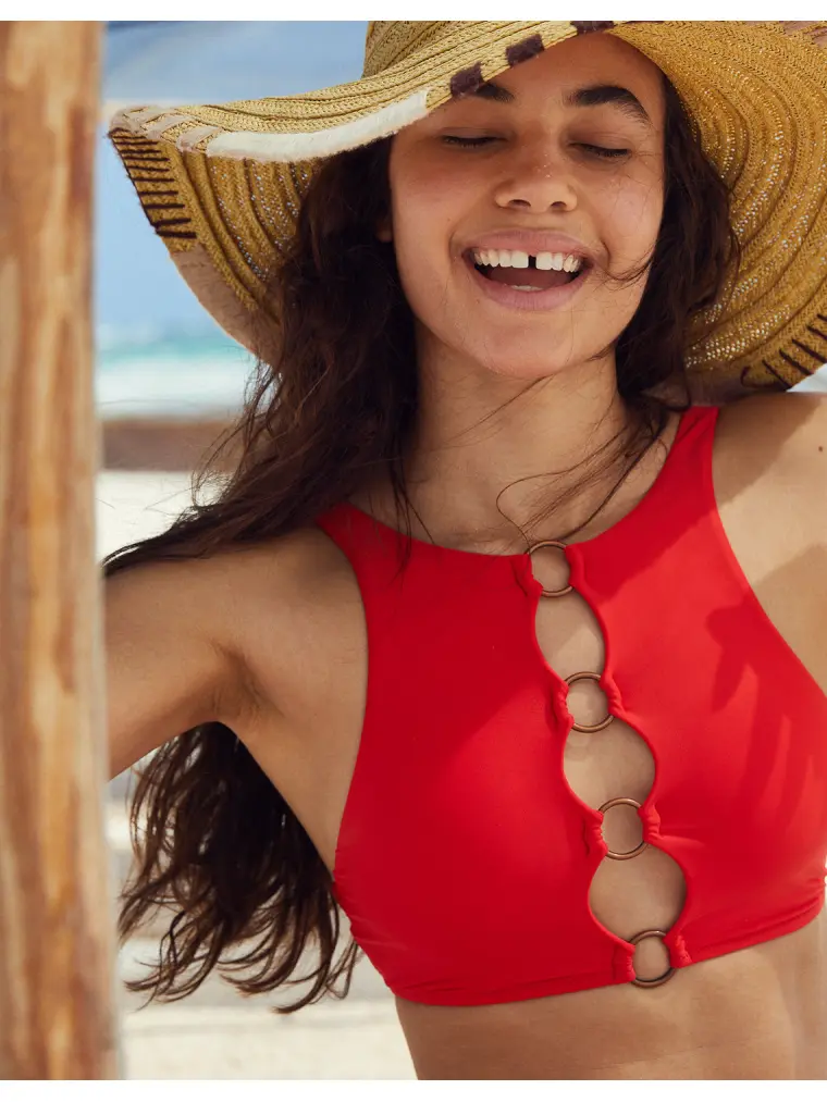 Aerie high neck bikini top shop