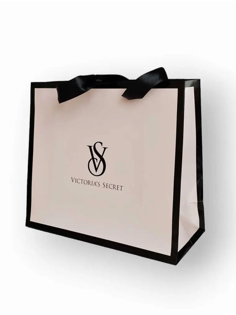 Бежевый подарочный пакет Виктория Сикрет большой