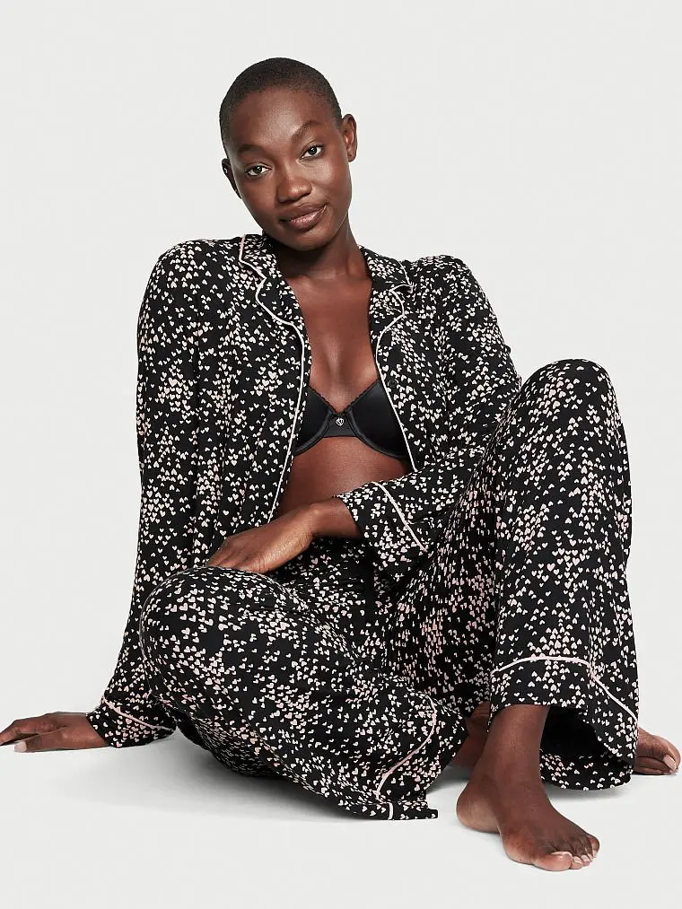 Супермягкая черная пижама Victoria's Secret с сердечками