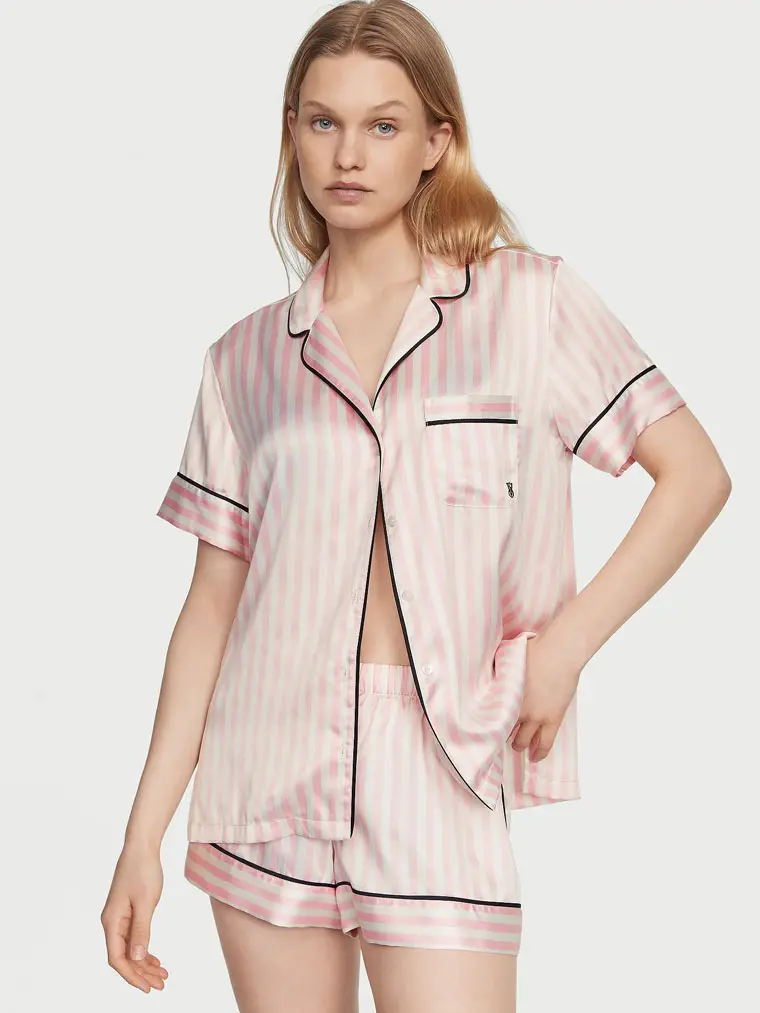 victoria secret pink striped pajamas