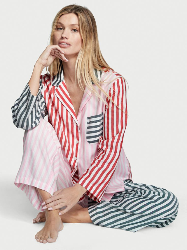 Вікторія Сікрет Flannel Long PJ Set Multicolor Stripe