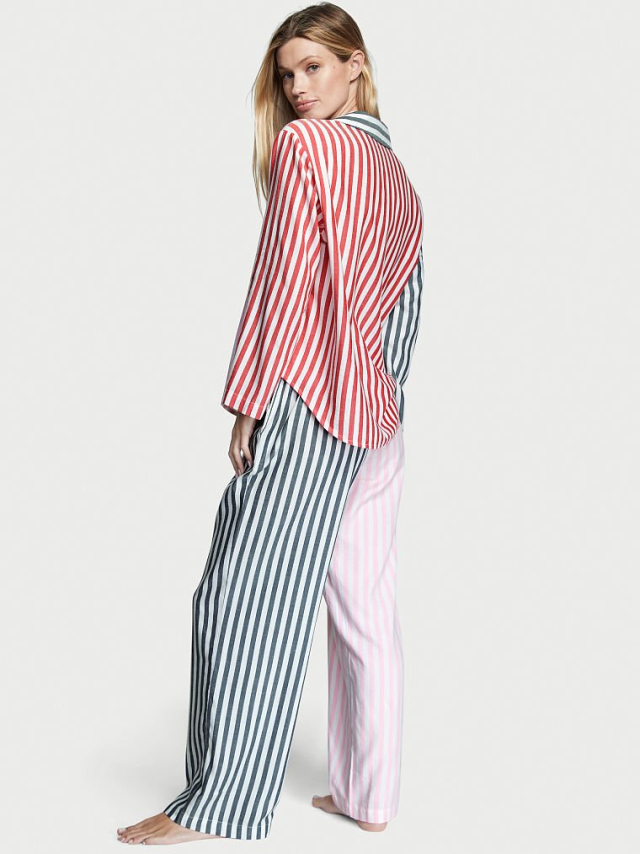 Вікторія Сікрет Flannel Long PJ Set Multicolor Stripe