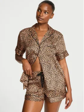Сатинова піжама з шортами Leopard