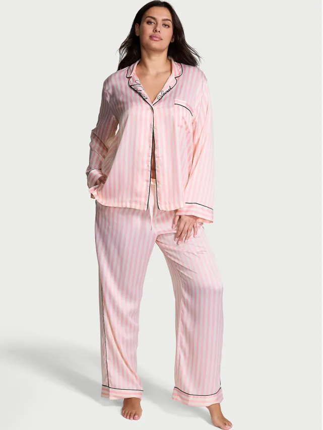 Signature Satin Pajama Set Pink Iconic Stripe