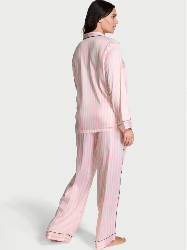 Signature Satin Pajama Set Pink Iconic Stripe