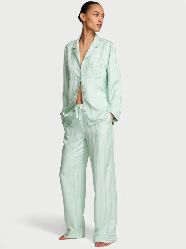 Signature Satin Pajama Set Yacht Blue