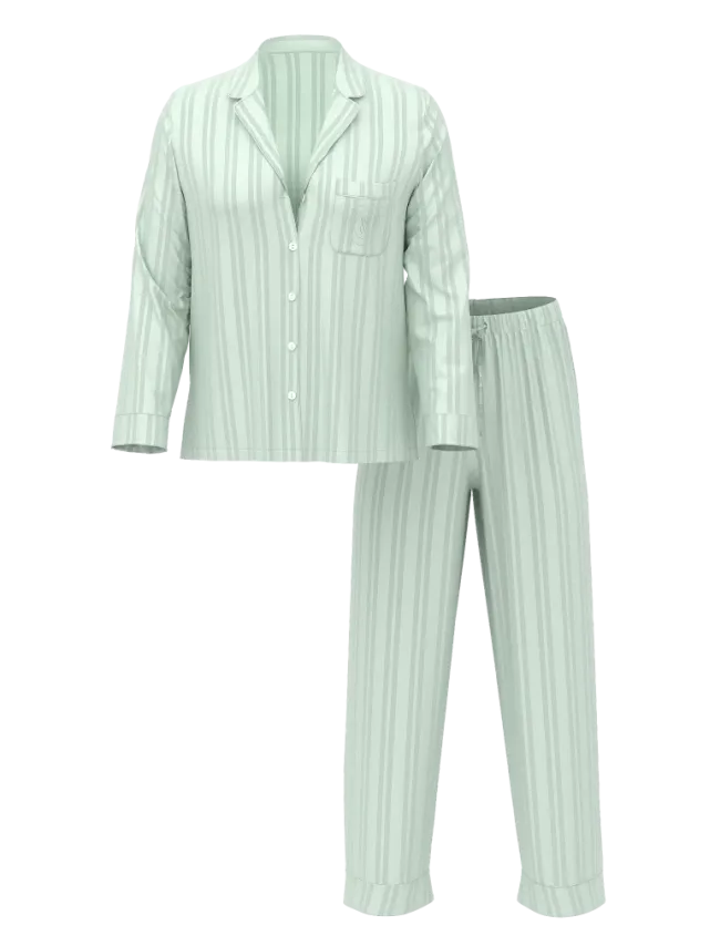 Signature Satin Pajama Set Yacht Blue