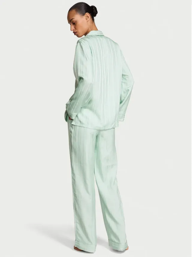 Signature Satin Pajama Set Yacht Blue