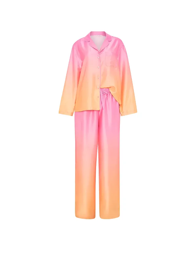 Signature Satin Pajama Set Orange Ombre