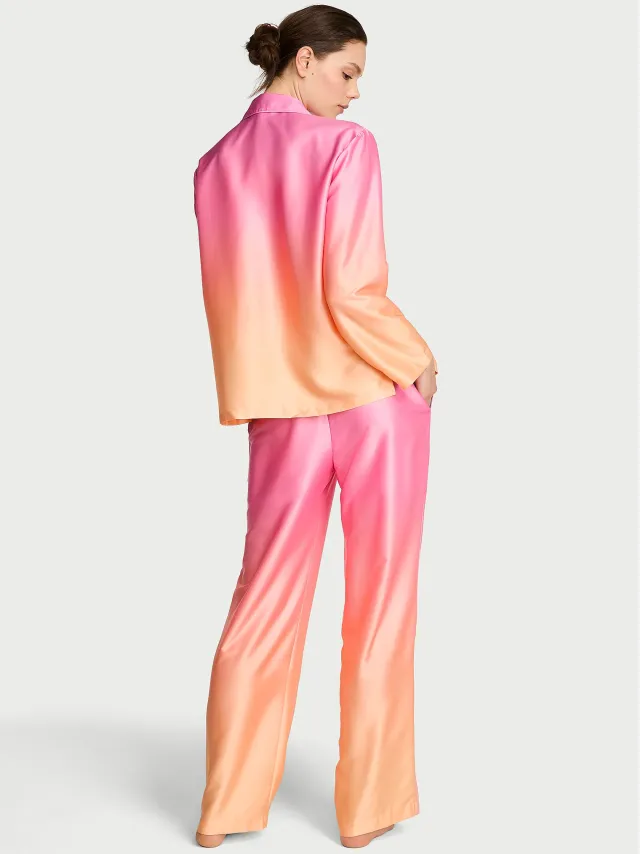 Signature Satin Pajama Set Orange Ombre
