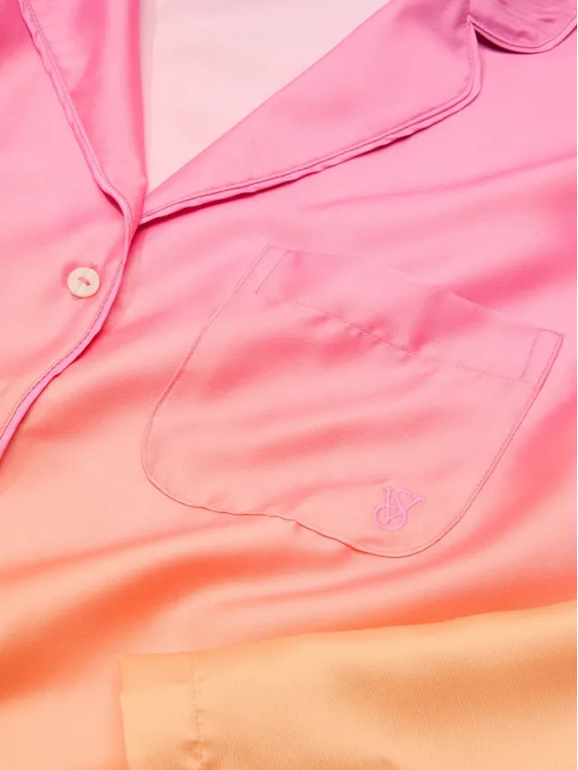 Signature Satin Pajama Set Orange Ombre