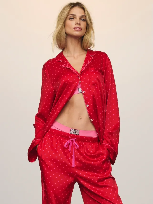 Signature Satin Pajama Set Red Dots