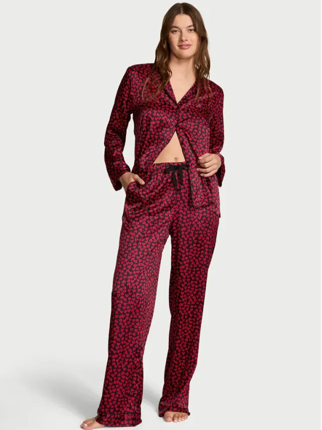 Signature Satin Pajama Set Scattered Hearts