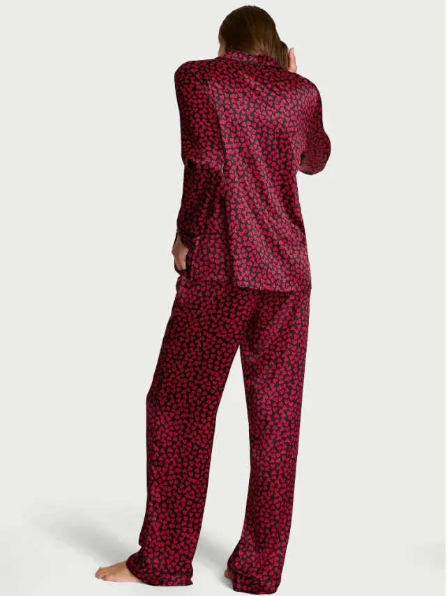 Signature Satin Pajama Set Scattered Hearts