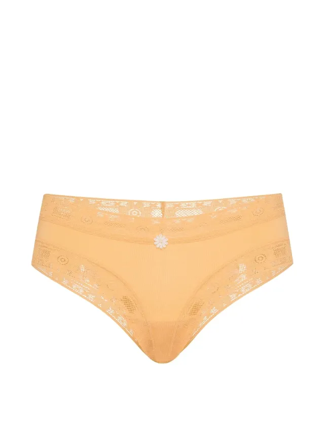 Cotton Lace-Trim Cheeky Panty Honeycomb