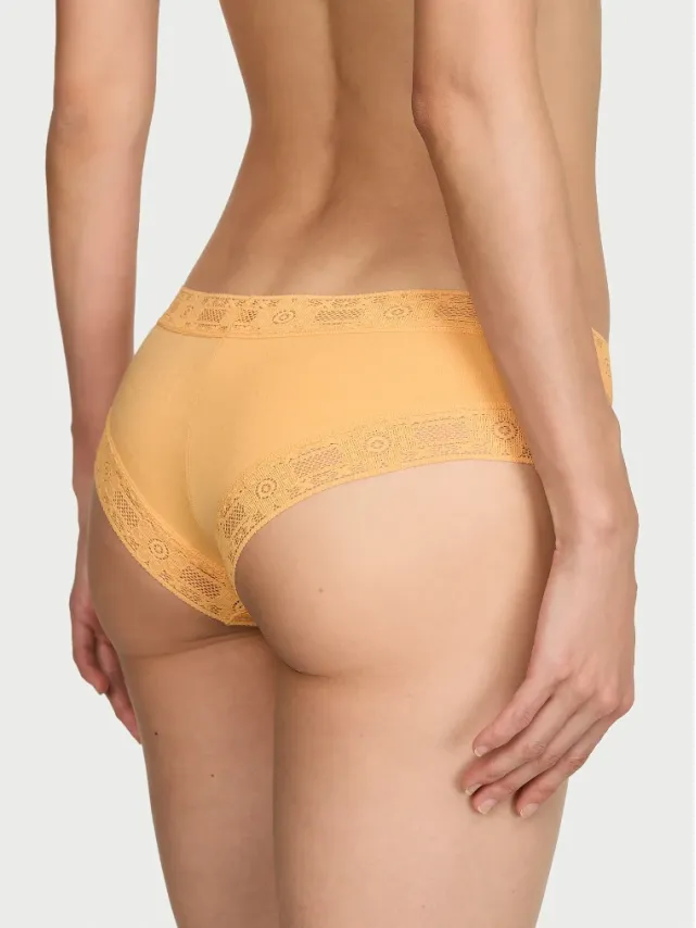 Cotton Lace-Trim Cheeky Panty Honeycomb