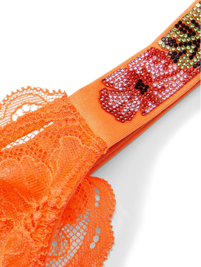 Вікторія Сікрет Hibiscus Shine Strap Lace Thong Panty Orange