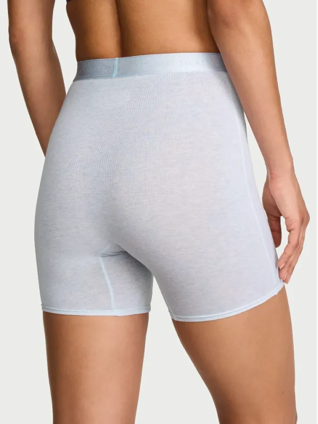 Logo Cotton High-Waist Boxer Brief Heather Blue