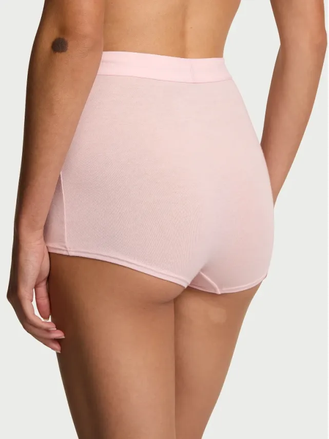 Logo Cotton High-Waist Boyshort Panty Angel Pink