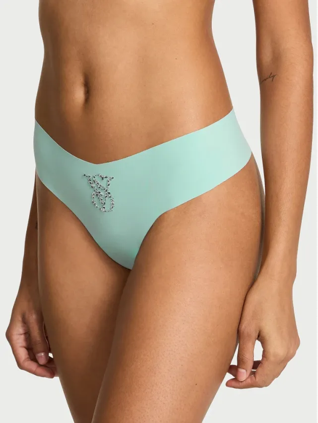 No-Show Thong Panty Blue Snowflake
