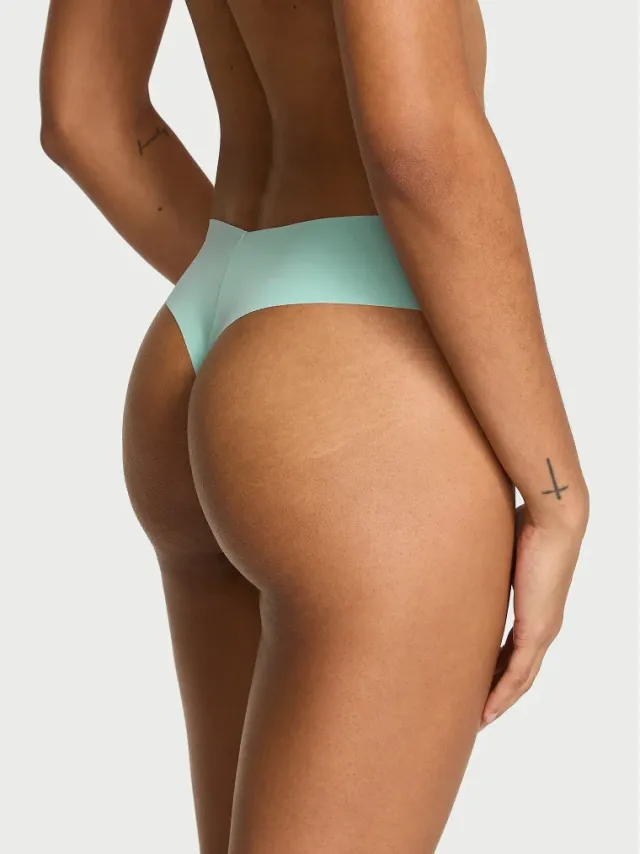 No-Show Thong Panty Blue Snowflake