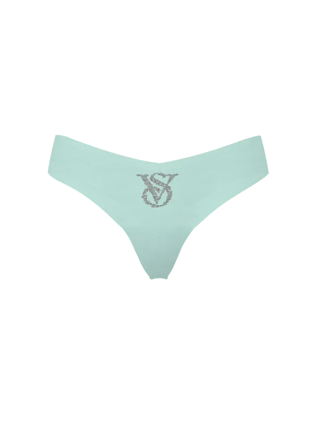 No-Show Thong Panty Blue Snowflake