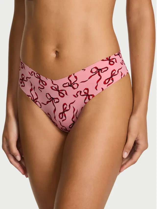 No-Show Thong Panty Pink Bows