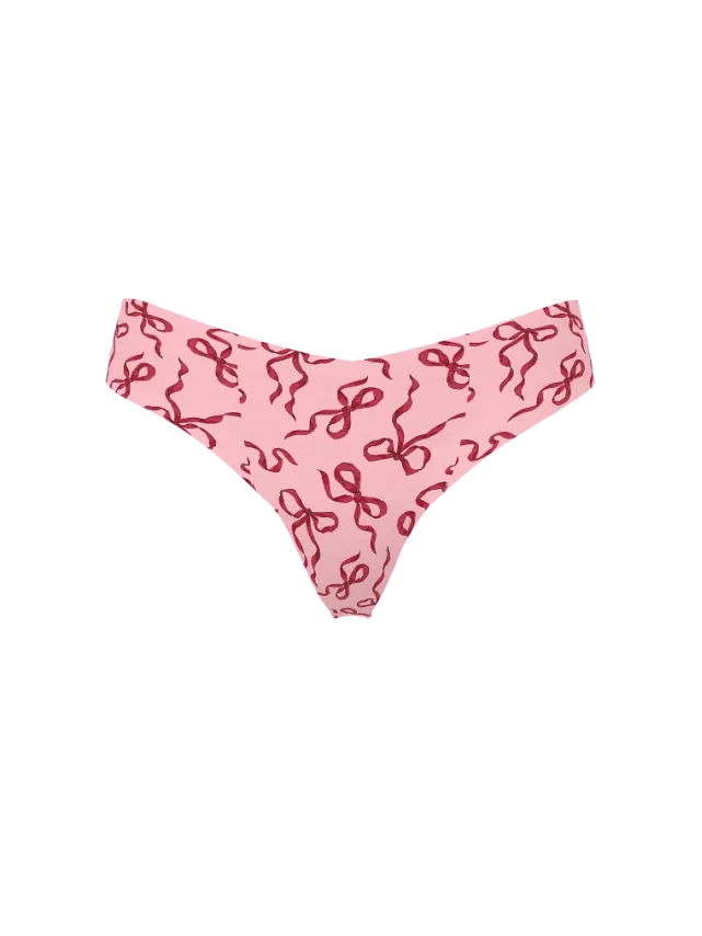 No-Show Thong Panty Pink Bows