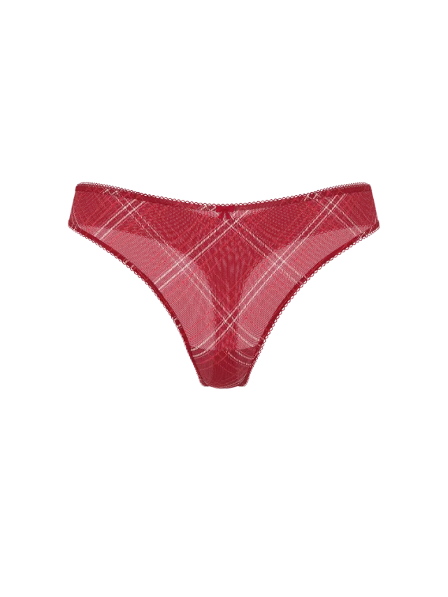 Вікторія Сікрет Shimmer Mesh Thong Panty Red Plaid