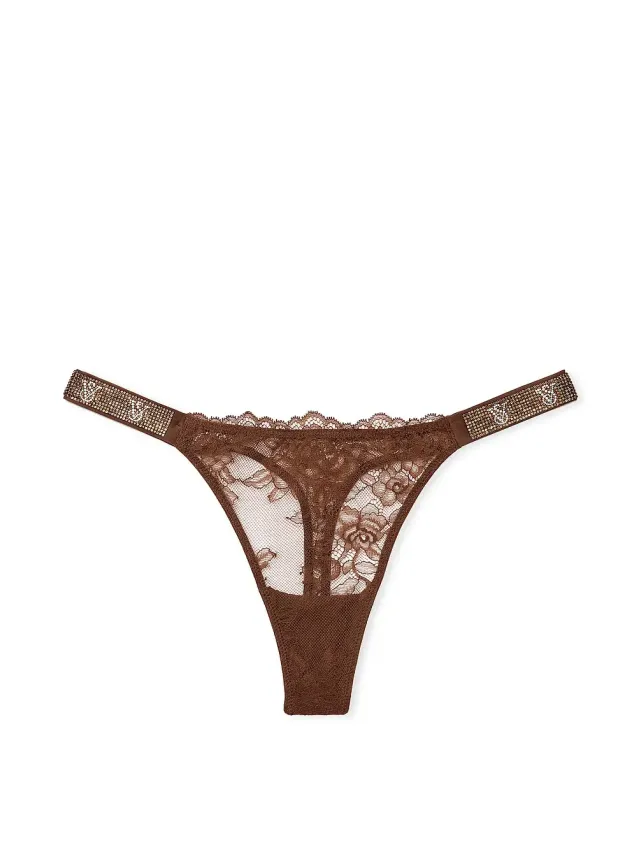 Вікторія Сікрет Shine Strap Lace Thong Panty Mousse
