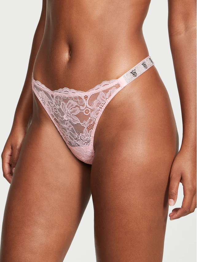 Вікторія Сікрет Shine Strap Lace Thong Panty Pretty Blossom