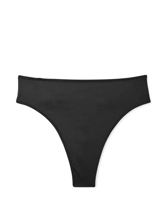 Smooth High-Waist Strappy-Back Thong Panty Black