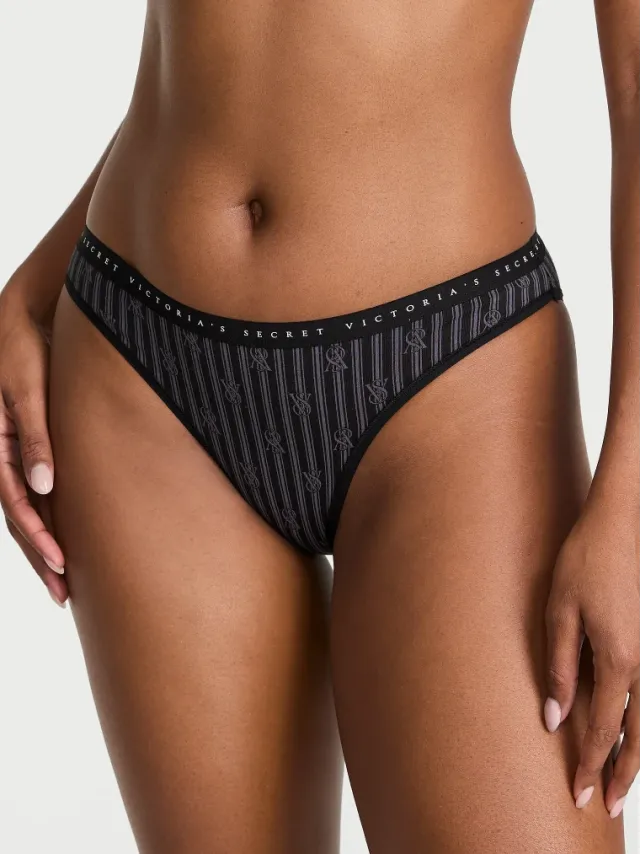 Stretch Cotton Bikini Panty Black Logo