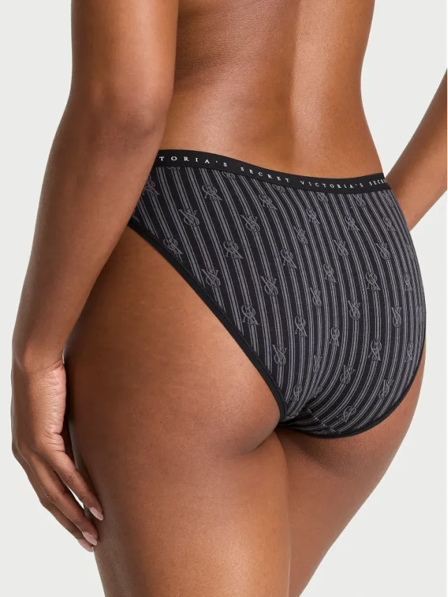 Stretch Cotton Bikini Panty Black Logo
