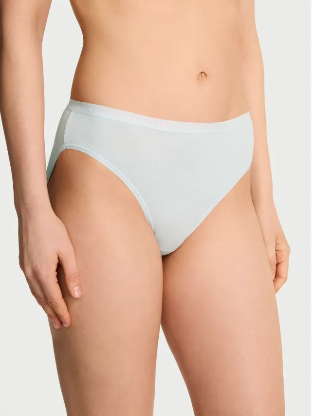Stretch Cotton High-Leg Brief Panty Blue Mist