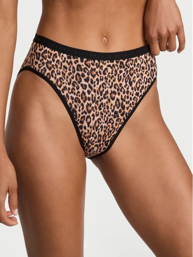 Stretch Cotton High-Leg Brief Panty Leopard