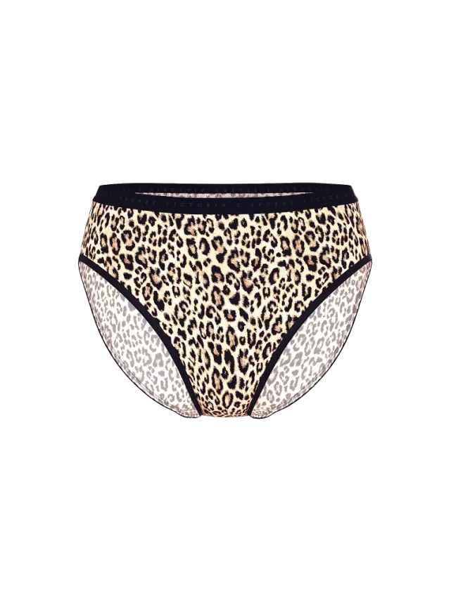 Stretch Cotton High-Leg Brief Panty Leopard