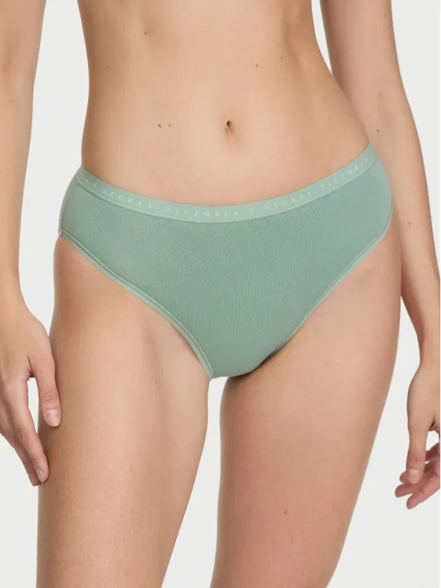 Stretch Cotton High-Leg Brief Panty Seasalt Green