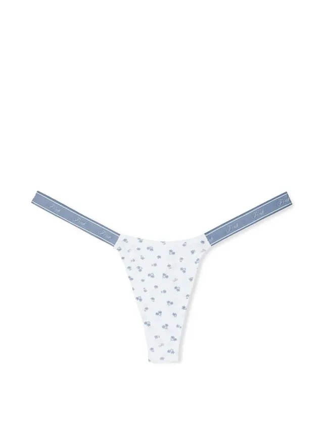 Вікторія Сікрет Thong Panty White Blue Floral