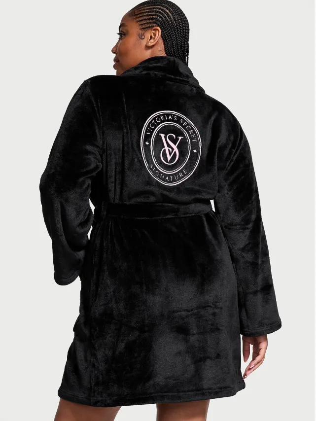 Черный плюшевый халат Victoria's Secret